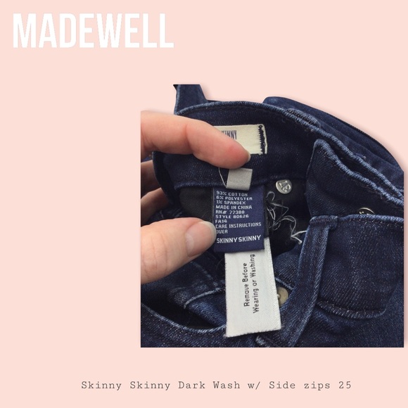 MADEWELL|Skinny skinny Dark wash w zips SZ 25 EUC - Picture 13 of 15